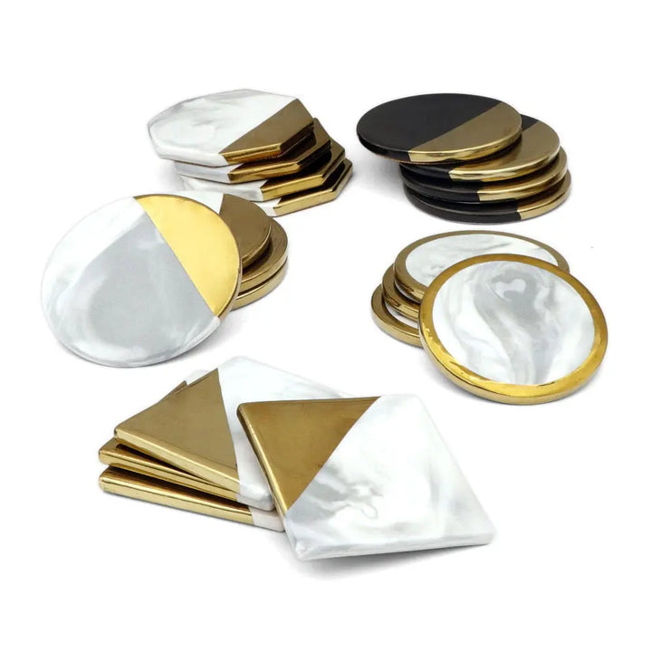 Gold Plated Ceramic Coasters Decorfaure