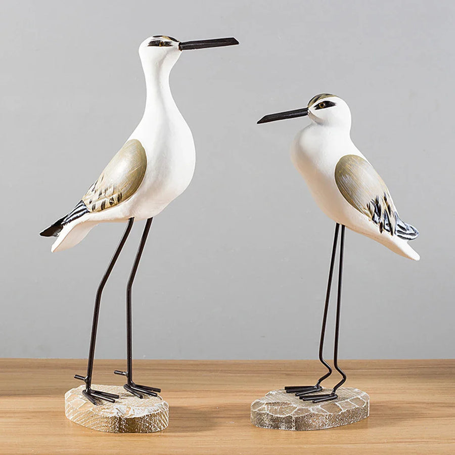 Wooden Seagull Figurines Decorfaure