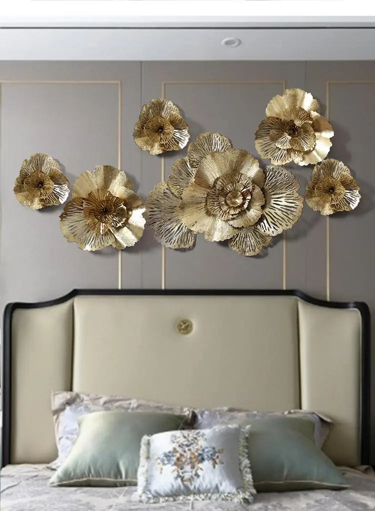 Modern Wrought Iron 3D Gold Flower freeshipping - Decorfaure