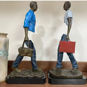 Travelling Man Statue By Bruno Catalano freeshipping - Decorfaure