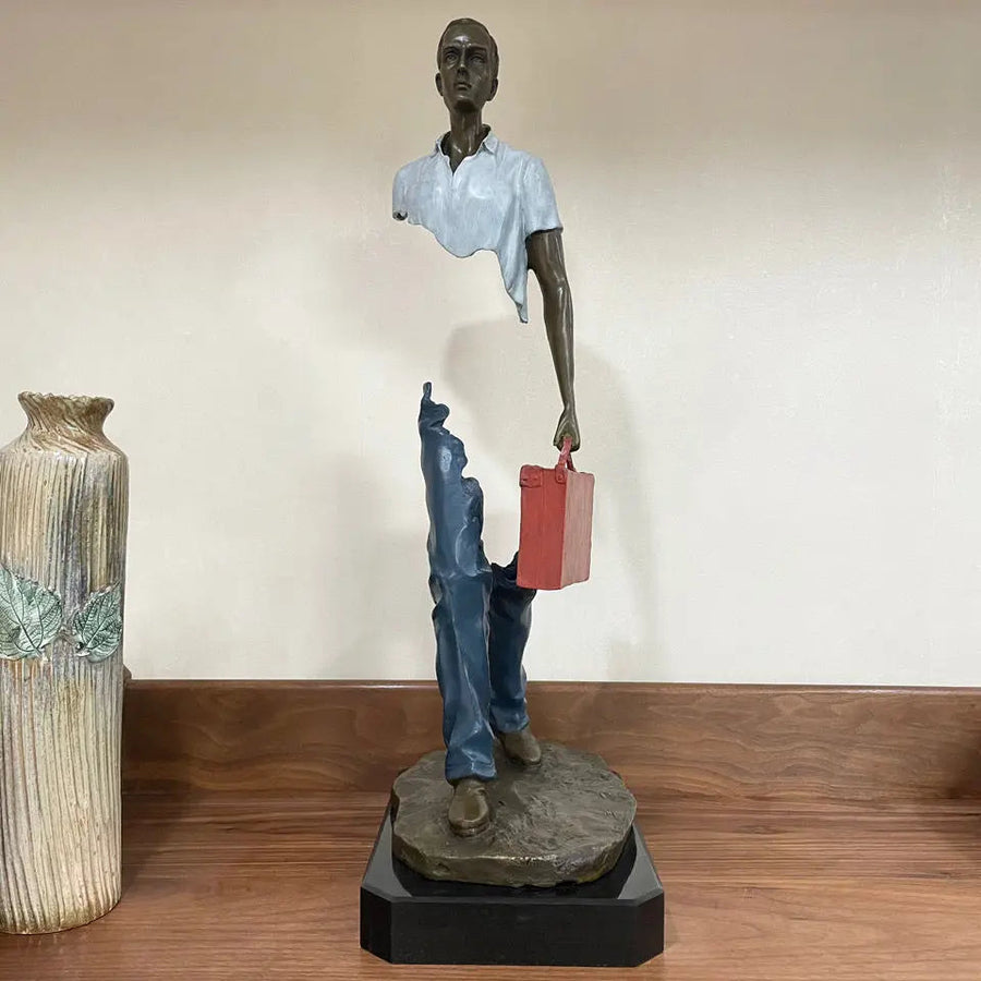 Travelling Man Statue By Bruno Catalano freeshipping - Decorfaure